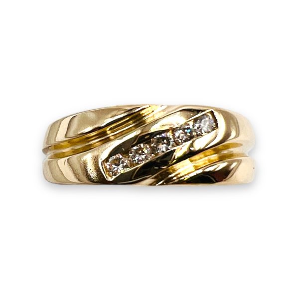 Men's Diamond Wedding Band 14k Yellow Gold, Size 9