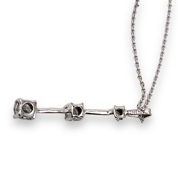 Vertical Three Diamond  Bar Necklace | 14k White Gold - Image 5