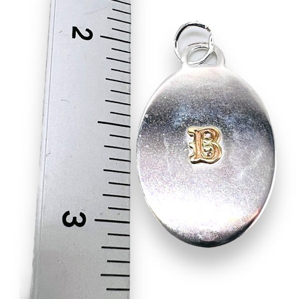 Oval Silver Disc Pendant Initial ‘B’ 10k Gold Letter - Image 6