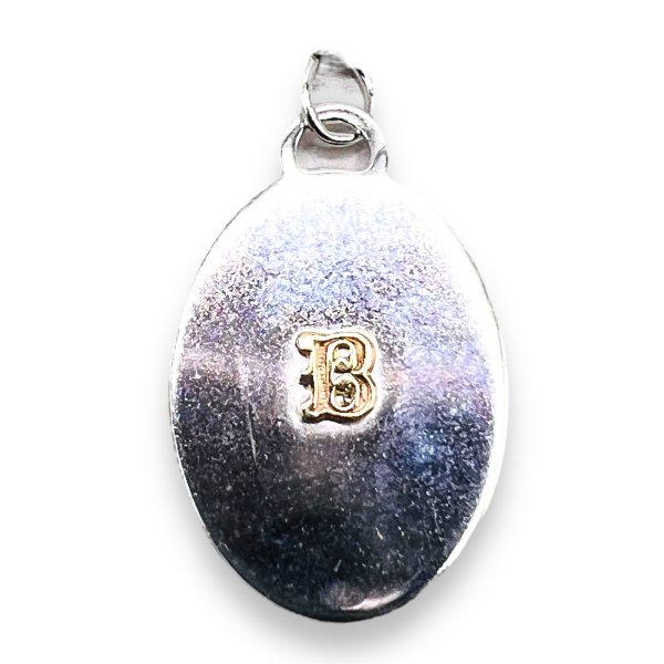 Oval Silver Disc Pendant Initial ‘B’ 10k Gold Letter - Image 7