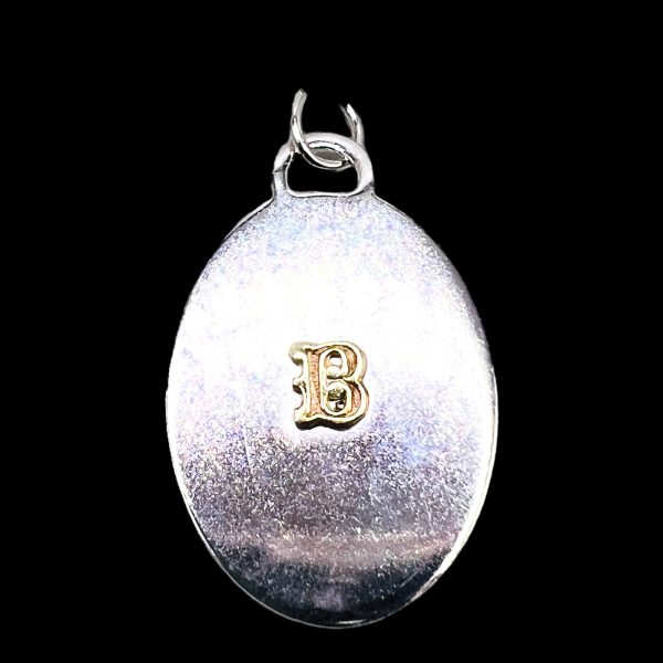 Oval Silver Disc Pendant Initial ‘B’ 10k Gold Letter - Image 9