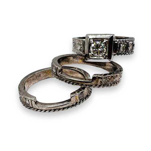 Wedding Ring Set | Diamond Bridal Band 14k Gold, Size 7.5 - Image 4