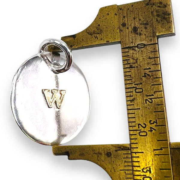 Round Disc Pendant Initial 'W' 10k Gold Letter - Image 3