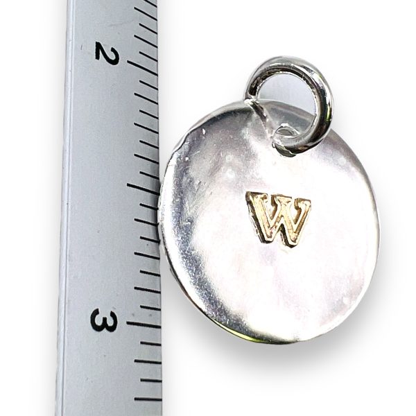 Round Disc Pendant Initial 'W' 10k Gold Letter - Image 9