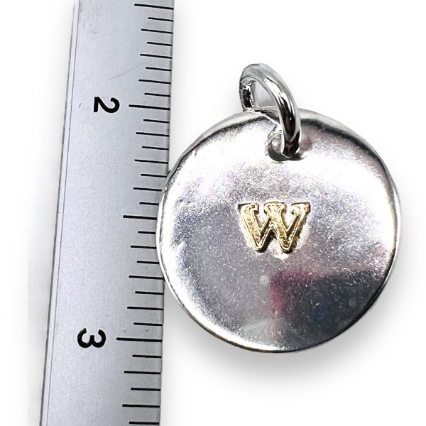 Round Disc Pendant Initial 'W' 10k Gold Letter - Image 4