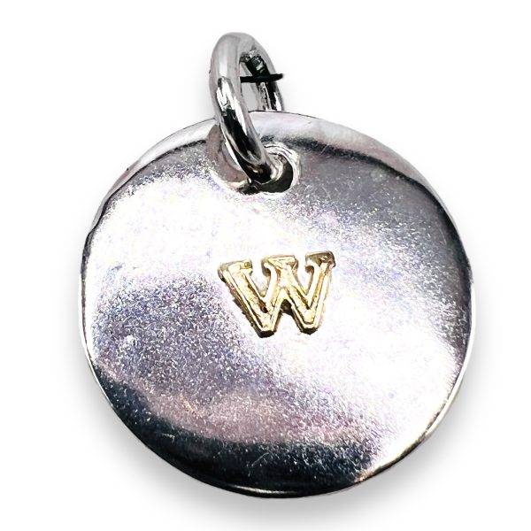 Round Disc Pendant Initial 'W' 10k Gold Letter - Image 6