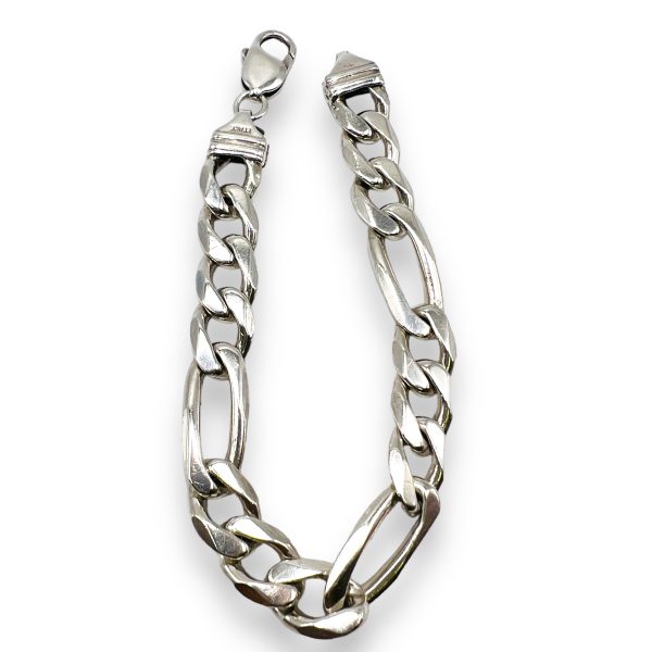 Thick Figaro Chain Bracelet 925 Sterling Silver | Unisex - Image 2