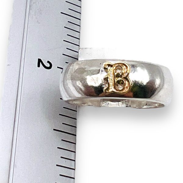 Ring With Letter "B" 10k Gold Initial | 925 Silver Band - Image 4