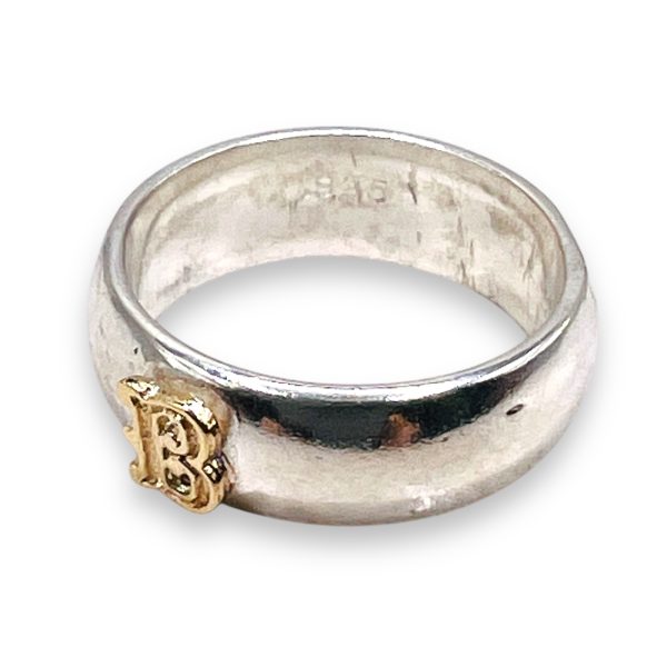 Ring With Letter "B" 10k Gold Initial | 925 Silver Band - Image 6