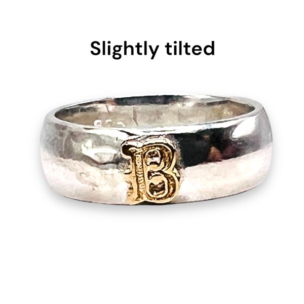 Ring With Letter "B" 10k Gold Initial | 925 Silver Band - Image 11