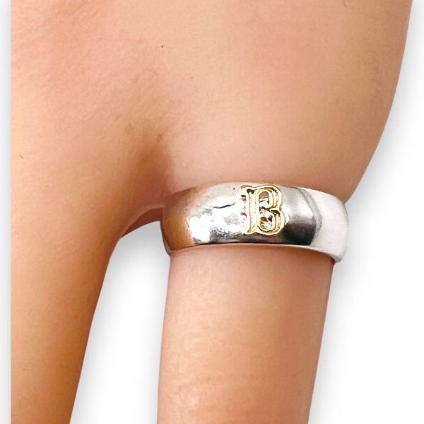 Ring With Letter "B" 10k Gold Initial | 925 Silver Band - Image 9