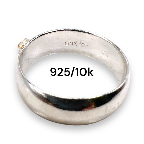 Initial Ring "P" 10k Gold Letter, sz 5.75 | 6mm Silver Band - Image 5