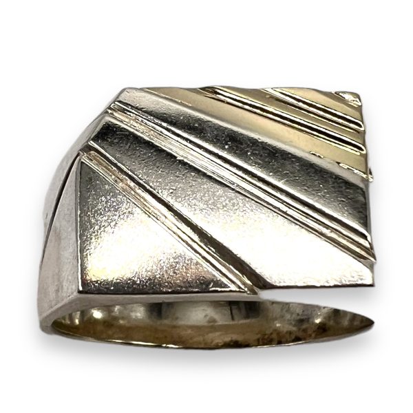 Men's 925 Silver Groove Line Gold Accent Ring, sz 10.25 - Image 10