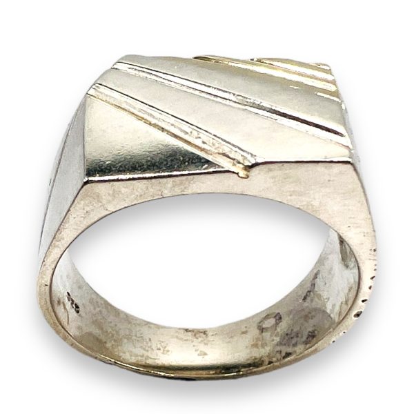 Men's 925 Silver Groove Line Gold Accent Ring, sz 10.25 - Image 6