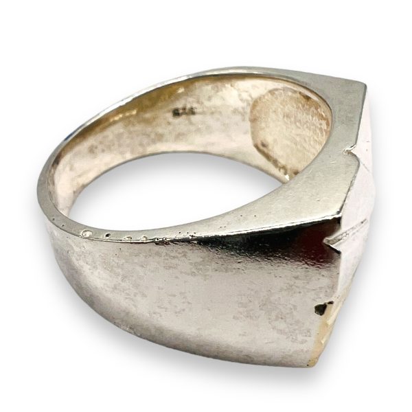 Men's 925 Silver Groove Line Gold Accent Ring, sz 10.25 - Image 5