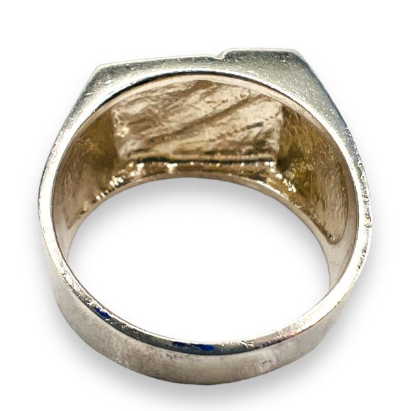 Men's 925 Silver Groove Line Gold Accent Ring, sz 10.25 - Image 3