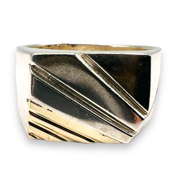 Men's 925 Silver Groove Line Gold Accent Ring, sz 10.25 - Image 9