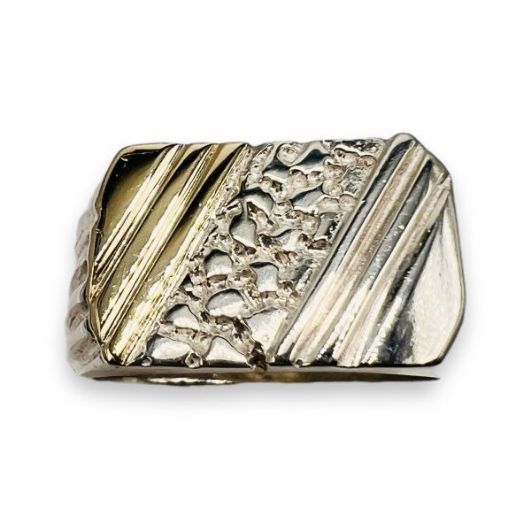 Men's Sterling Silver Grooves & Stone Pavement Ring - Image 5