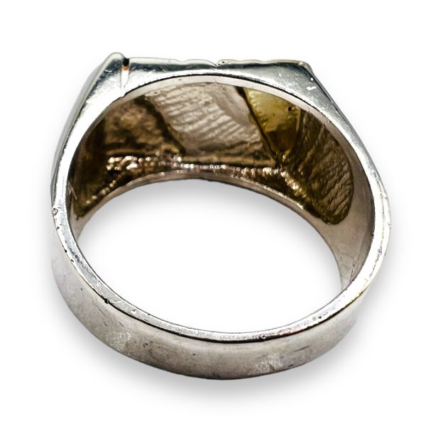 Men's Sterling Silver Grooves & Stone Pavement Ring - Image 3