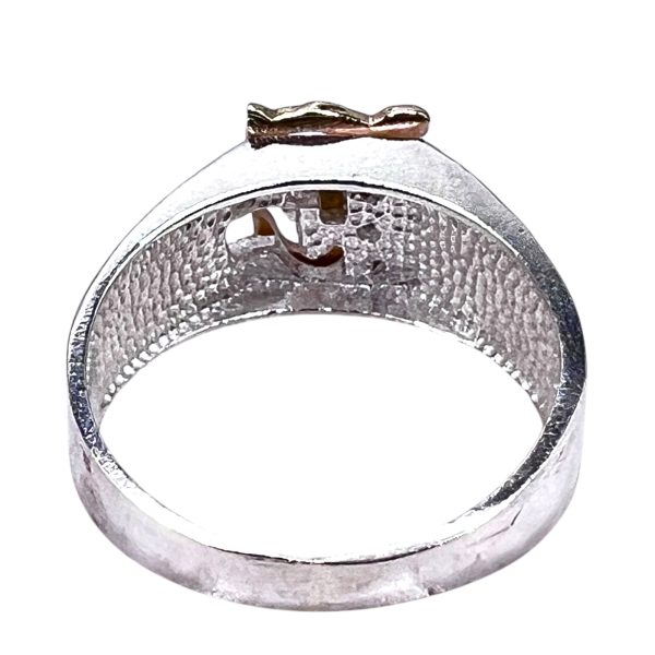 Initial Ring "E" 10k Gold Letter, sz 8 | 8mm Silver Band - Image 9