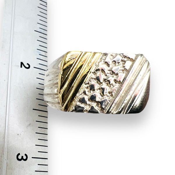 Men's Sterling Silver Grooves & Stone Pavement Ring - Image 9