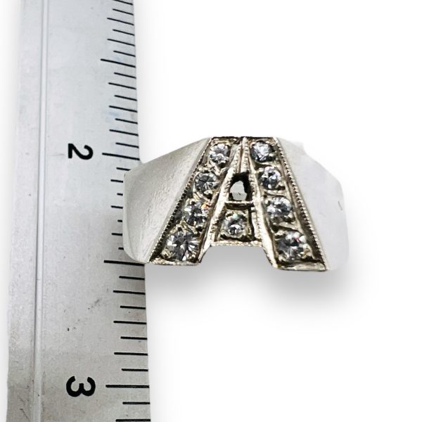 925 Silver Initial Ring Letter 'A' with Shiny Cubic Zirconia - Image 7