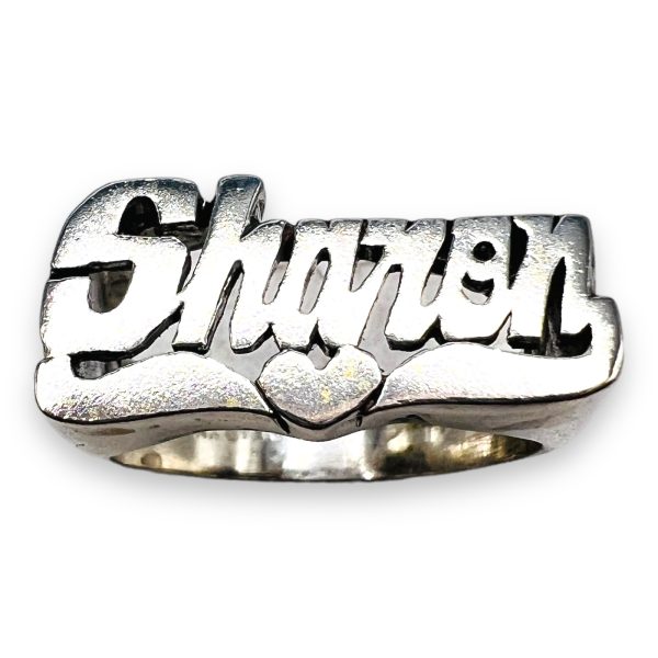 Sterling Silver Name Plate Word Ring "Sharon"