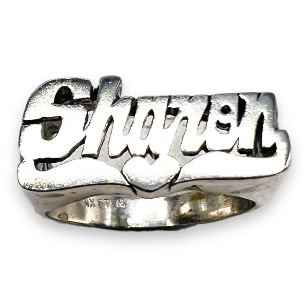 Sterling Silver Name Plate Word Ring "Sharon" - Image 9