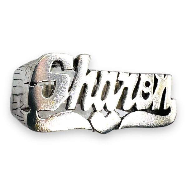 Sterling Silver Name Plate Word Ring "Sharon" - Image 7