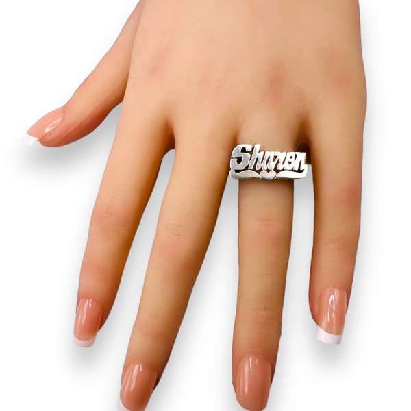 Sterling Silver Name Plate Word Ring "Sharon" - Image 2