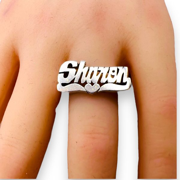 Sterling Silver Name Plate Word Ring "Sharon" - Image 5