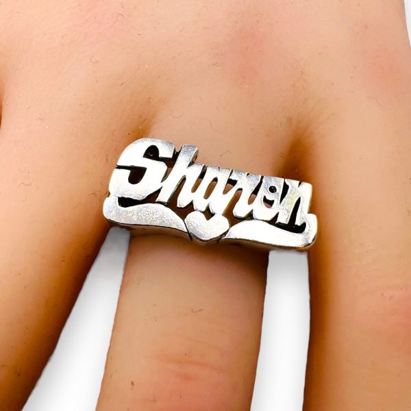 Sterling Silver Name Plate Word Ring "Sharon" - Image 4