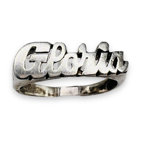 Nameplate Word Ring "Gloria" Size 8 | Sterling Silver