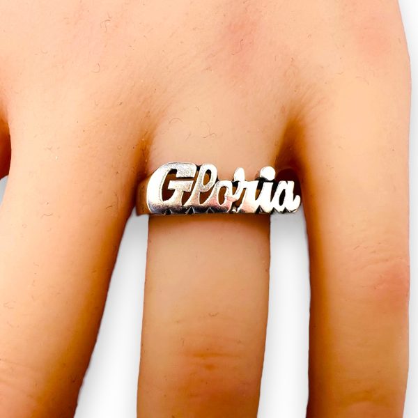 Nameplate Word Ring "Gloria" Size 8 | Sterling Silver - Image 5