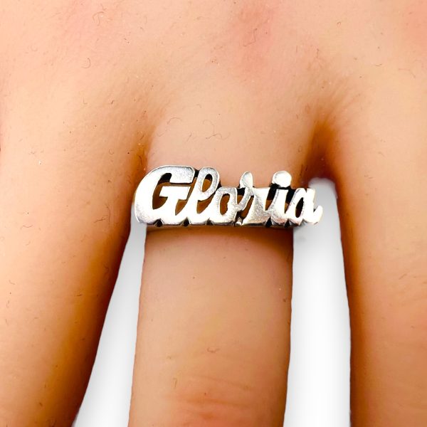 Nameplate Word Ring "Gloria" Size 8 | Sterling Silver - Image 4