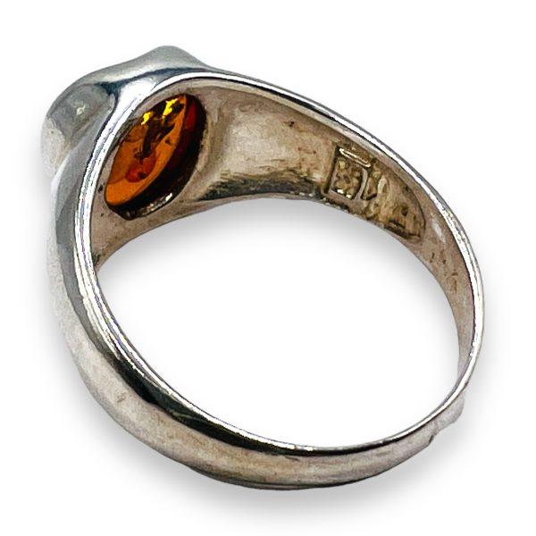 Cognac Baltic Amber Dome Ring 925 Sterling Silver, Size 7.5 - Image 8