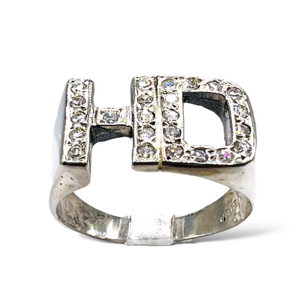 Ring With Initials "HD" Letters with Cubic Zirconia, sz 7.75