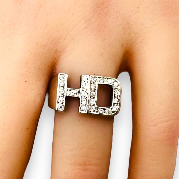 Ring With Initials "HD" Letters with Cubic Zirconia, sz 7.75 - Image 8