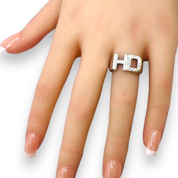 Ring With Initials "HD" Letters with Cubic Zirconia, sz 7.75 - Image 2