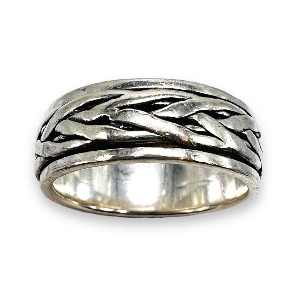 Men's 925 Sterling Silver Spinning Rope Ring, sz 9.25