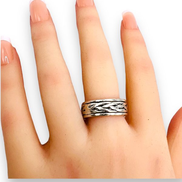 Men's 925 Sterling Silver Spinning Rope Ring, sz 9.25 - Image 5