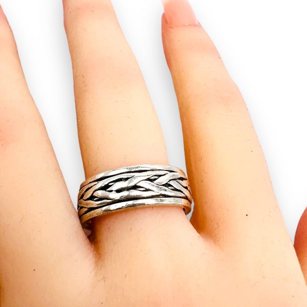 Men's 925 Sterling Silver Spinning Rope Ring, sz 9.25 - Image 4