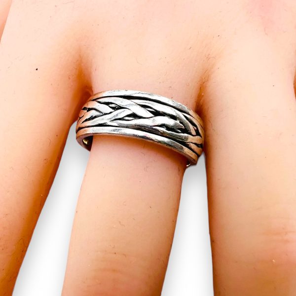 Men's 925 Sterling Silver Spinning Rope Ring, sz 9.25 - Image 3