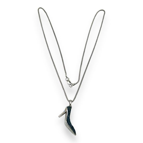 Sterling Silver High Heel Lab-Diamond Shoe Pendant