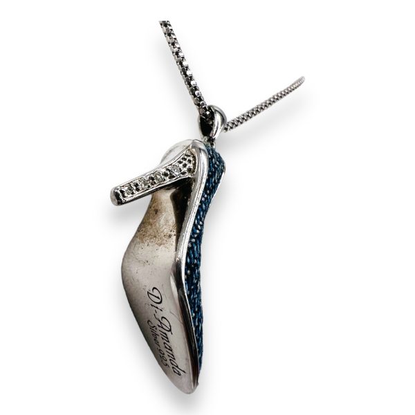 Sterling Silver High Heel Lab-Diamond Shoe Pendant - Image 4