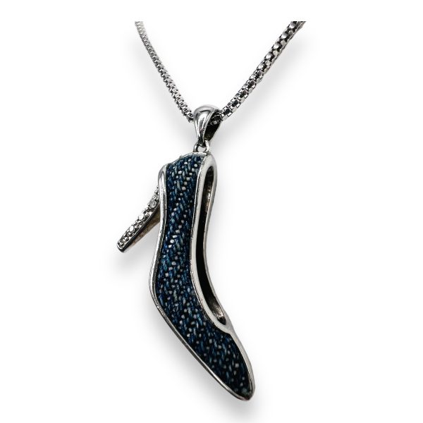 Sterling Silver High Heel Lab-Diamond Shoe Pendant - Image 2