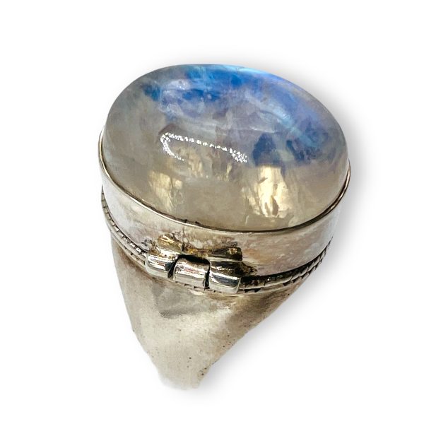 Large Rainbow Moonstone Ring 925 Sterling Silver, Size 7 - Image 2