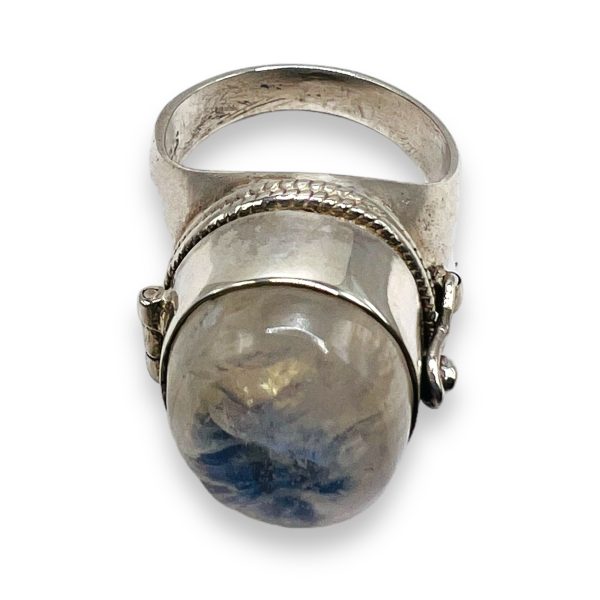 Large Rainbow Moonstone Ring 925 Sterling Silver, Size 7 - Image 7