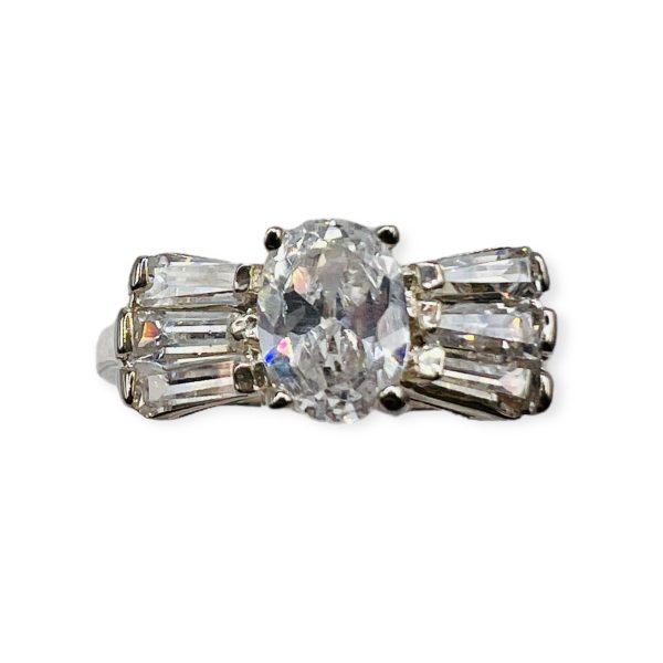 Simulated Diamond CZ Baguette Ring Size 6 | 925 Silver - Image 2