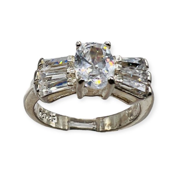 Simulated Diamond CZ Baguette Ring Size 6 | 925 Silver - Image 9